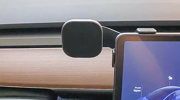 Spigen OneTap for Tesla MagSafe Car Mount Installed